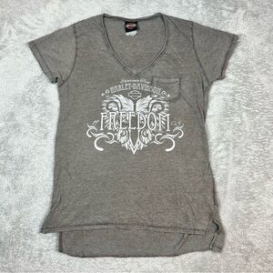 Harley‎ Davidson Freedom Tampa FL V-Neck Vintage Feel T-Shirt Women's Medium